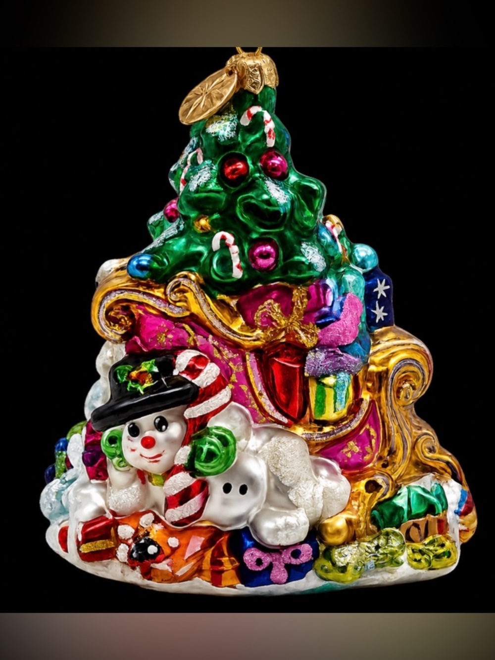 Christopher Radko Green Santa Sleigh Ornament - Picture 2 of 4